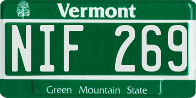 VT license plate NIF269