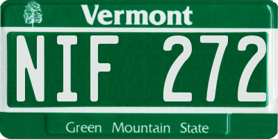 VT license plate NIF272