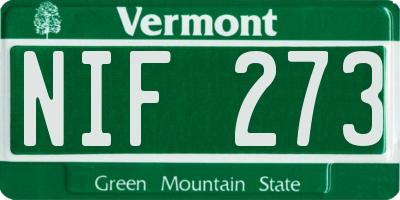 VT license plate NIF273
