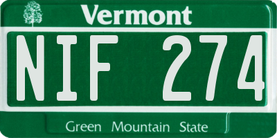 VT license plate NIF274