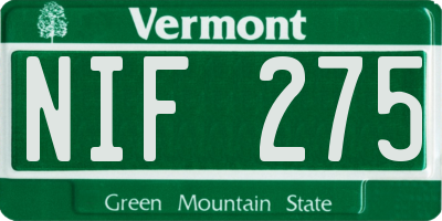 VT license plate NIF275