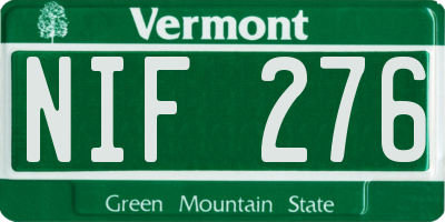 VT license plate NIF276