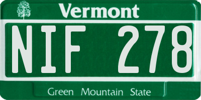 VT license plate NIF278