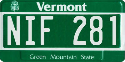 VT license plate NIF281