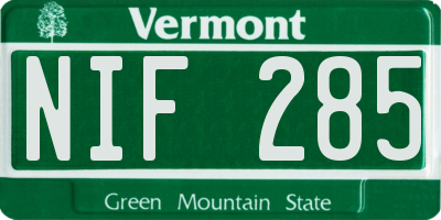 VT license plate NIF285