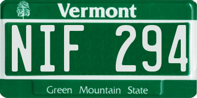 VT license plate NIF294
