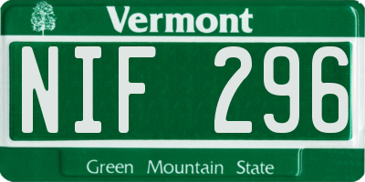 VT license plate NIF296