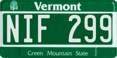 VT license plate NIF299