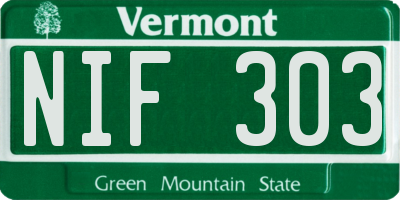 VT license plate NIF303