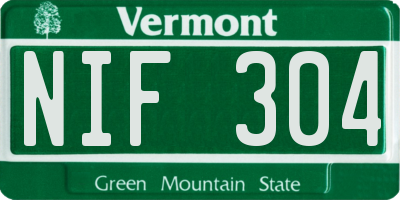 VT license plate NIF304