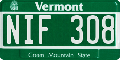 VT license plate NIF308
