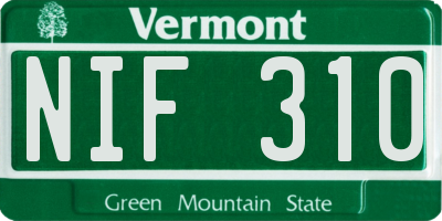 VT license plate NIF310