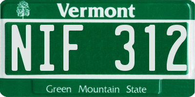 VT license plate NIF312