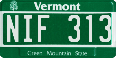 VT license plate NIF313