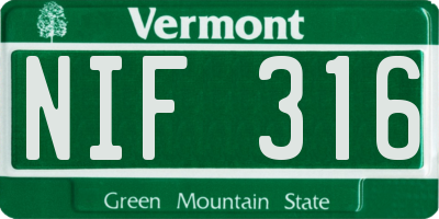 VT license plate NIF316
