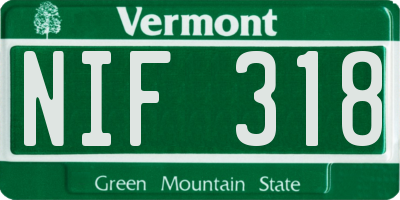 VT license plate NIF318