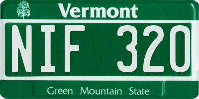 VT license plate NIF320