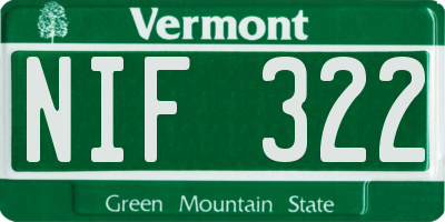 VT license plate NIF322