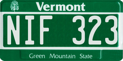 VT license plate NIF323