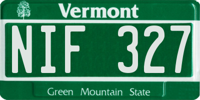VT license plate NIF327