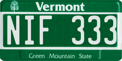 VT license plate NIF333