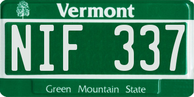 VT license plate NIF337