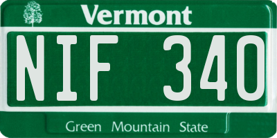 VT license plate NIF340
