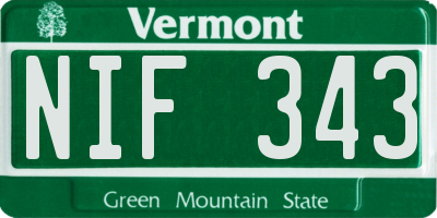 VT license plate NIF343