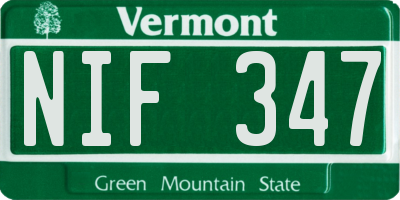 VT license plate NIF347