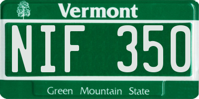 VT license plate NIF350
