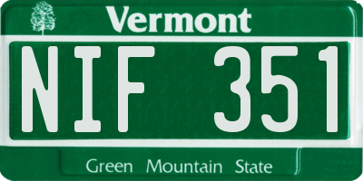 VT license plate NIF351