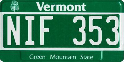VT license plate NIF353