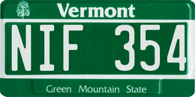 VT license plate NIF354