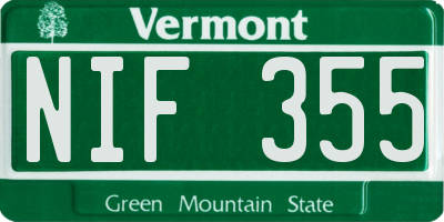 VT license plate NIF355