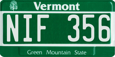 VT license plate NIF356