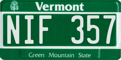VT license plate NIF357