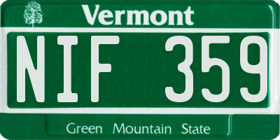 VT license plate NIF359