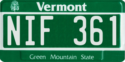 VT license plate NIF361