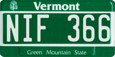 VT license plate NIF366