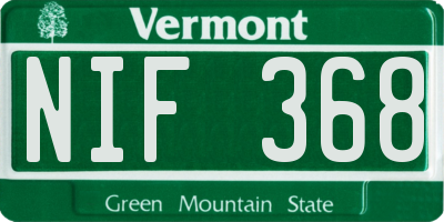 VT license plate NIF368