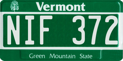 VT license plate NIF372