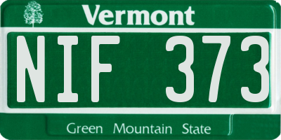 VT license plate NIF373