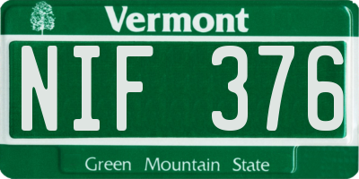 VT license plate NIF376