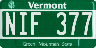 VT license plate NIF377