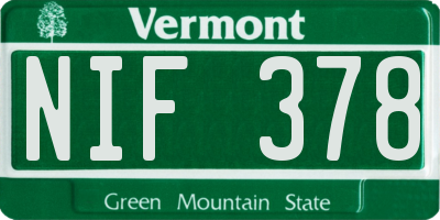 VT license plate NIF378