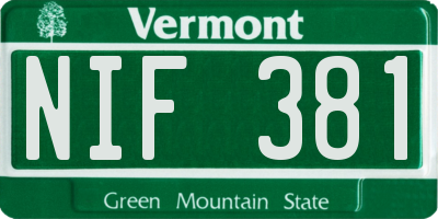 VT license plate NIF381