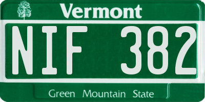 VT license plate NIF382