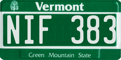 VT license plate NIF383
