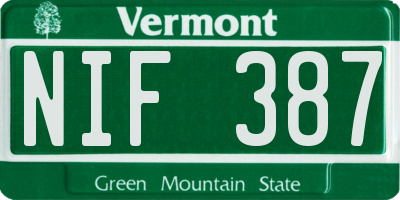 VT license plate NIF387