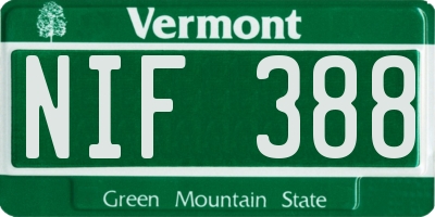 VT license plate NIF388